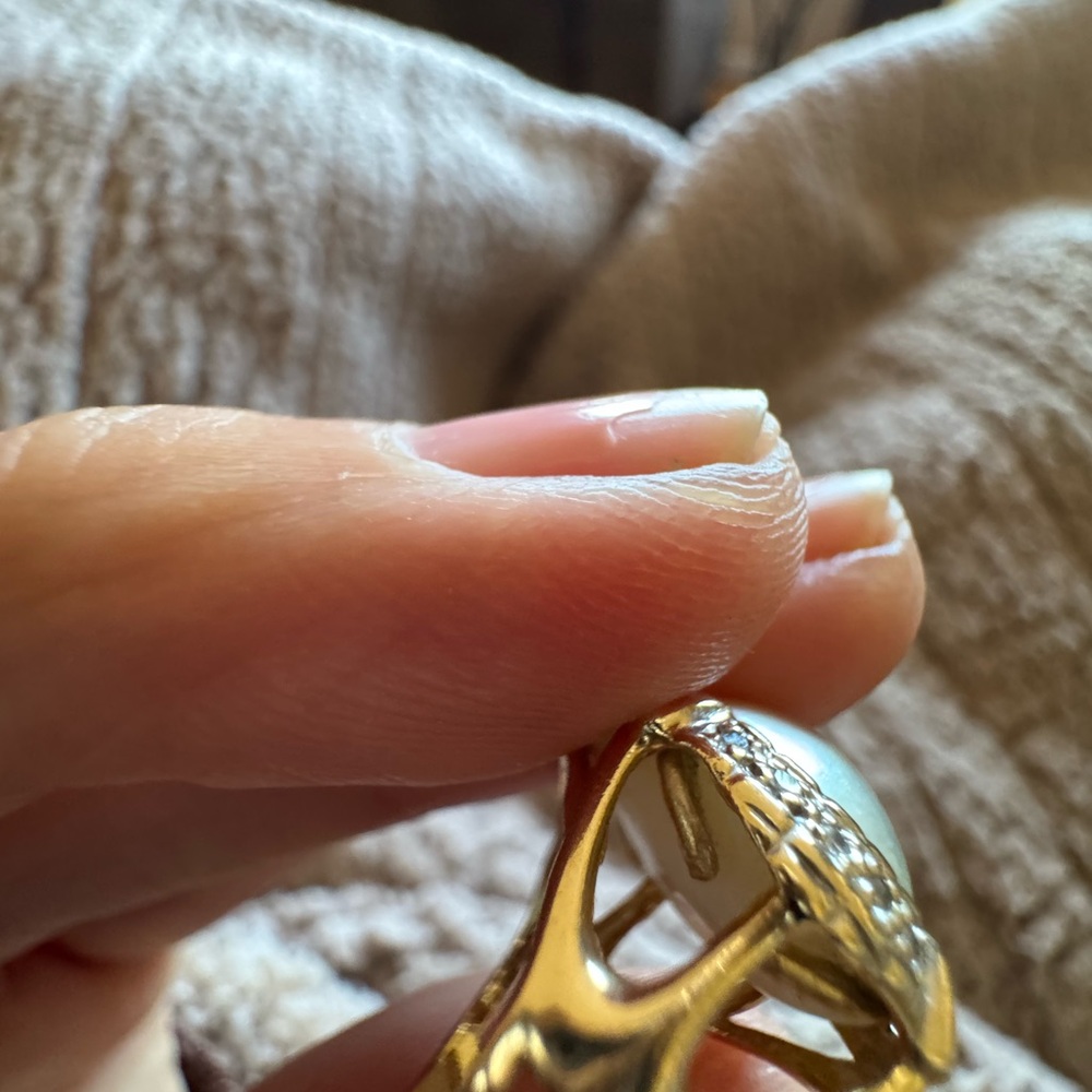 Vintage 14K Yellow Gold Pearl & Diamond Ring – Size 6 – 4.6g - Picture 10 of 11
